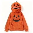 thumbnail image 4 of Dwelliawo Women Fuzzy Plush Pumpkin Head Hoodie Pumpkin Face Long Sleeve Fall Winter Pullover Tops Halloween Party Holiday Pocket Sweatshirt Black 2xL, 4 of 5