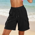 thumbnail image 4 of biudgviw Women's Sweat Shorts with Multi Pockets Drawstring Elastic Waist Cargo Shorts Comfy Textured Baggy Shorts for Gym Workout, 4 of 7