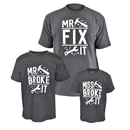 

Unique Baby Fathers Day Daddy and Me Shirts Mr Broke It (3t Grey)