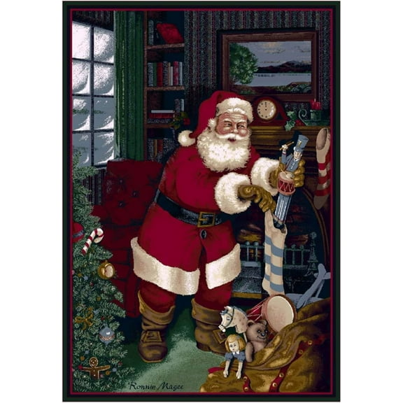 Santa’s Visit Holiday Area Rug Perfect for Festive Décor, 3'10" x 5'4"
