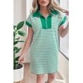 thumbnail image 3 of Women's Green Stripe Quarter Zip Polo Dress with Pockets – Casual Summer Style, XL, 3 of 12