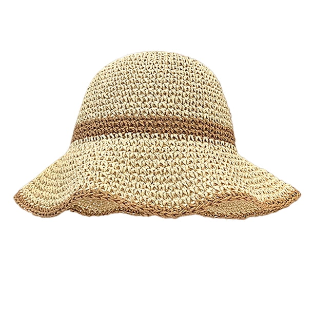 Sombreros de mujer Sombrero de hierba Transpirable Playa Hueco Tejido de raso Bufanda de señora