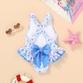 thumbnail image 2 of Happy Town Toddler Baby Girl Beach Bathing Suit Floral Sleeveless One-Piece Swimsuit With Bowknot, 2 of 7