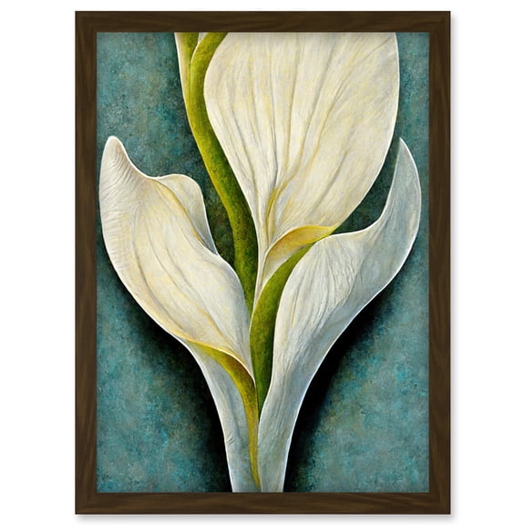 Single White Calla Lily Flower Petal Detail Artwork Framed Wall Art Print A4