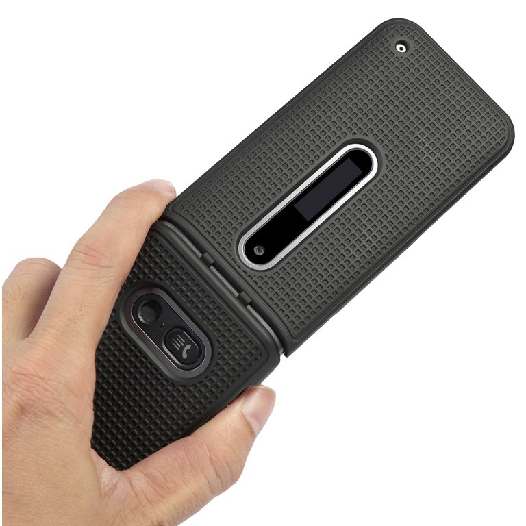 Case for LG Classic Flip Nakedcellphone Black Protective Snap On Hard Shell Cover Grid Texture for LG Classic Flip Phone L125DL