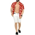 thumbnail image 2 of HAPPY BAY Men's Hawaiian Shirts Short Sleeve Button Down Shirt Men's Party Shirts Casual Vacation Summer Tropical Island Shirts for Men Funny S Leaves, Red, 2 of 6