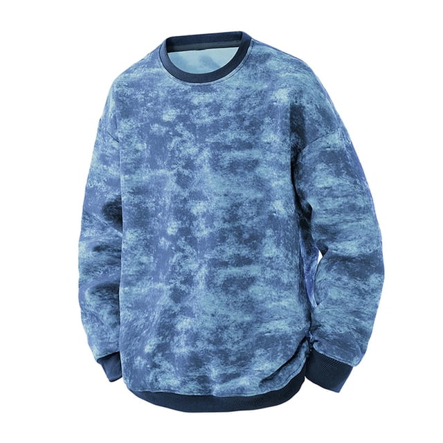 Blusas y camisas de manga larga con cuello redondo para hombre, sudadera deportiva de manga larga de color liso a la moda con bolsillo, top de poliéster para hombre