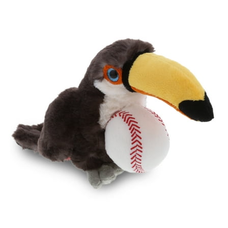 DolliBu Toucan Stuffed Animal with Baseball Plush - Soft Huggable Toucan, Adorable Playtime Plush Toy, Cute Wildlife Bird Gift, Baseball Plush Doll Animal Toy for Kids and Adults - 8 Inches