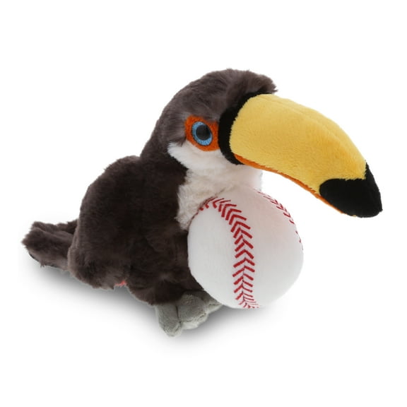 DolliBu Toucan Stuffed Animal with Baseball Plush - Soft Huggable Toucan, Adorable Playtime Plush Toy, Cute Wildlife Bird Gift, Baseball Plush Doll Animal Toy for Kids and Adults - 8 Inches