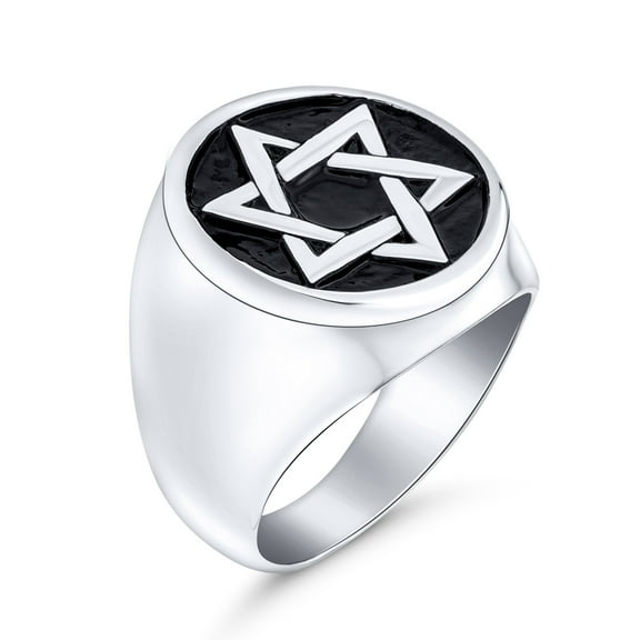 Bling Jewelry Mens Mens Stainless Steel Magen Judaic Star of David Signet Ring and Pendant Set
