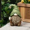 thumbnail image 6 of Alpine Corporation 10"H Garden Gnome with Green Hat Holding a Flower, 6 of 13