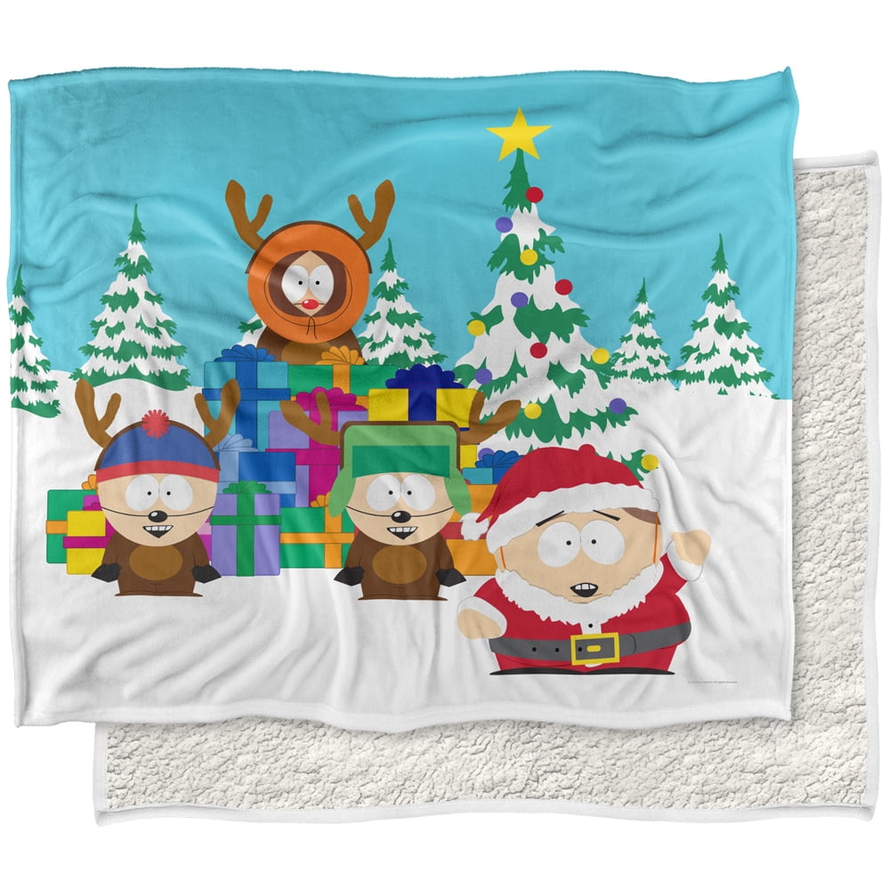 South Park Blanket, 50'x60' Cartman Santa and Reindeer Boys Silky Touch