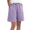 thumbnail image 6 of JoveMarine Women's Casual Wide Leg High Waisted Shorts - Slimming, Lightweight Drawstring, Comfy for Daily, Vacation, Hot Summer Days,Purple S, 6 of 6