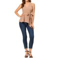 thumbnail image 3 of Allegra K Women's Summer Tops Sleeveless V Neckline Wrap Tie Waist Tops, 3 of 6