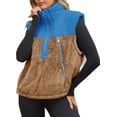 thumbnail image 4 of Sleeveless Fleece Sherpa Patchwork Vest Coat Women Winter Casual  Half Zipper Jacket Coat, 4 of 6