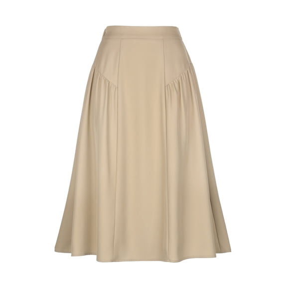 DARING DIVA Women's Pleated Midi Flowy A-Line Work Skirts X-Small Khaki