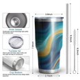 thumbnail image 6 of 30oz Blue and Gold Marble Shimmer Streaks Pattern Tumblers Stainless Steel Tumbler with Lid and Straw,Vacuum Insulated Double Wall Travel Tumbler Cups Mug with Cleaning Brush for Coffee,Tea, 6 of 7