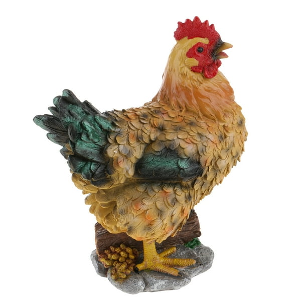 Figuras de animales realistas, esculturas de resina artificial, estatuas, decoración de jardín Gallina