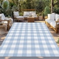thumbnail image 2 of Light Blue Plaid Outdoor Rug for Patio/Deck/Porch, Non-Slip Large Area Rug 3 x 5 Ft, Modern Minimalist Country Indoor Outdoor Rugs Washable Area Rugs, Reversible Camping Rug Carpet Runner, 2 of 8