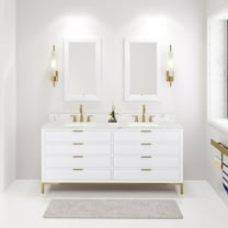 Water Creation Bristol 72" Wood Double Bathroom Vanity in Pure White & Gold