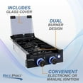 thumbnail image 4 of RecPro RV Built In gas cooktop 2 Burners RV cooktop Stove 6,500 BTU Burners cover Included, 4 of 5
