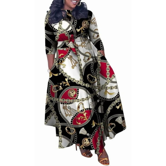 Women's Fall Midi Dress Long Sleeve Casual Crew Neck Smocked Long Dress