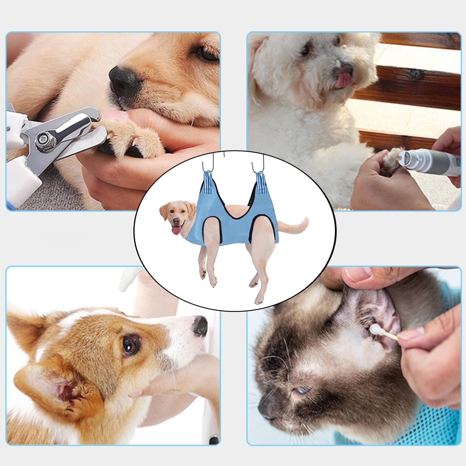 Vaveren 3x Portable Cat Grooming Hammock Helper Restraint Bag Bathing Harness Breathable Dog for Nail Trimming Washing Pet Supplies Cleaning Nail Clip