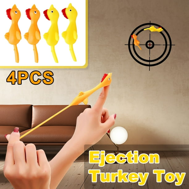 STEADY 4 PCS Creative Ejection Chicken Toy Light Rubber Finger Prank