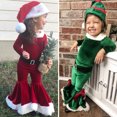 thumbnail image 3 of Conjunto de ropa de Navidad para niñas encantadoras, traje de Papá Noel de terciopelo coralino con yeacher 80 yardas, 3 of 7