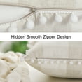 thumbnail image 4 of PiccoCasa Pompoms Plaid Throw Pillowcase 18"x18" Decorative Pillow Cover, Cream Beige White, 4 of 6