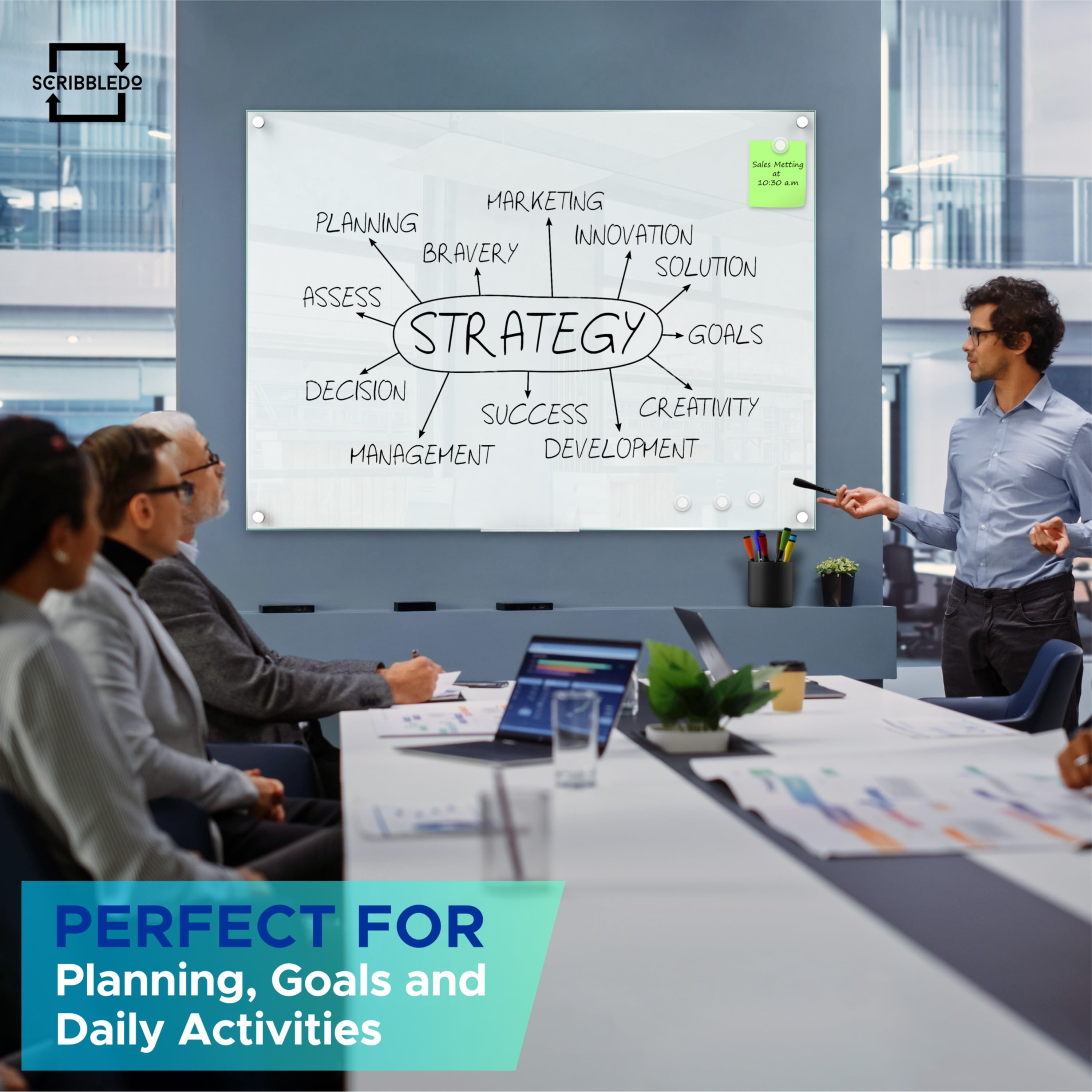 Magnetic Glass Whiteboard - Glass Dry Erase Board 36x48 Large Frameless Glass Board for Walls Office School and Home
