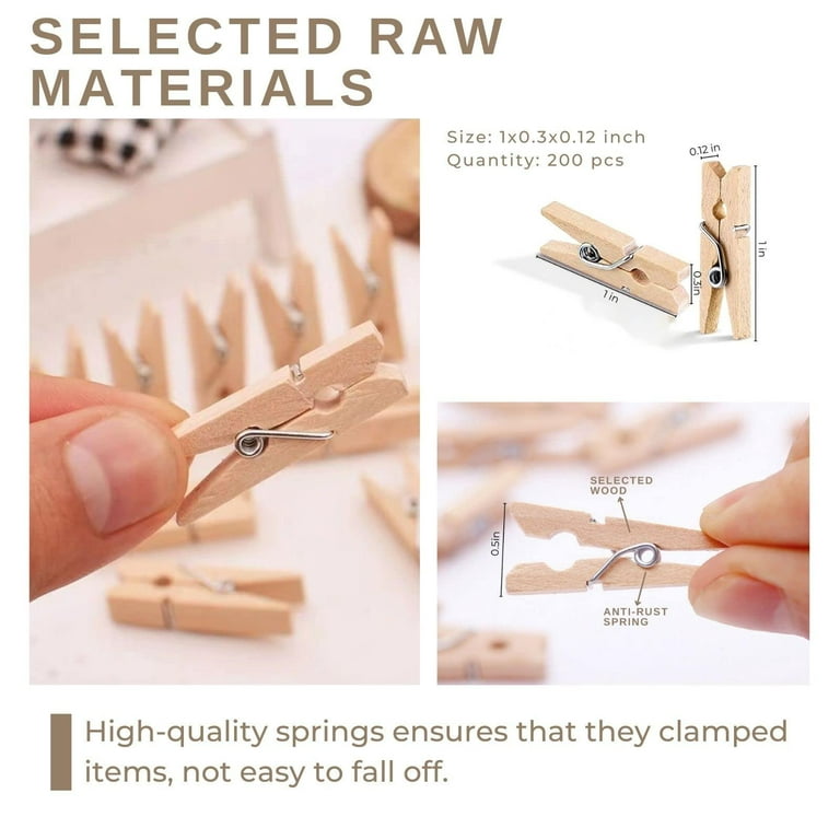20pcs Christmas Wooden Photo Clips Mini Clothespins 50 Pack Small Clothes  Pin Tiny Wood Clip for