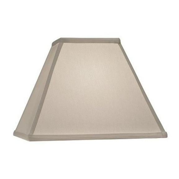 Stiffel ST170 8 x 14 x 12 in. Ivory Shadow Hardback Tapered Square Lamp Shade with Brass Top Ring