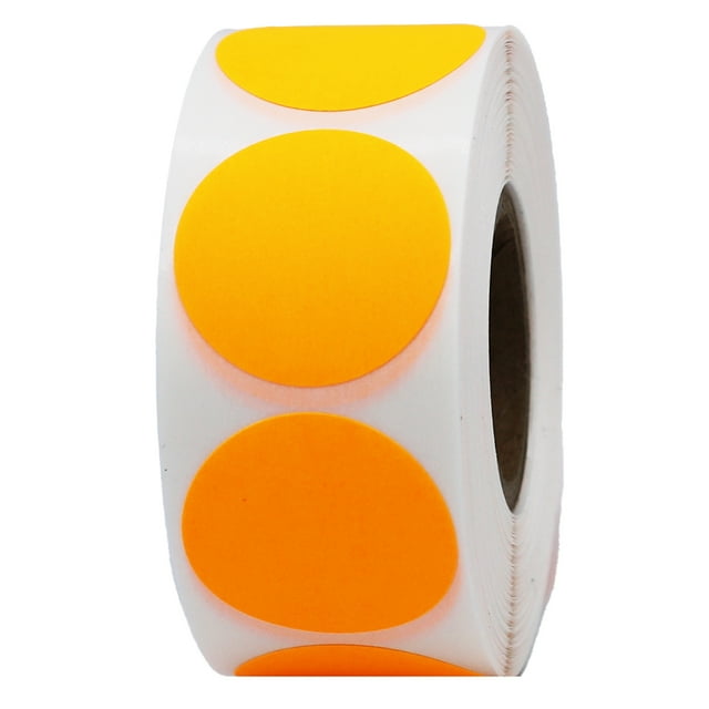 Autocollants Ronds Fluorescents Orange à Pois 1 Pouce Pouce Rond Lot de 500