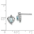 thumbnail image 2 of White Sterling Silver Earring Birthstone (03) March Women'S Aquamarine Oval Blue Diamond Round 10 mm 7, 2 of 2