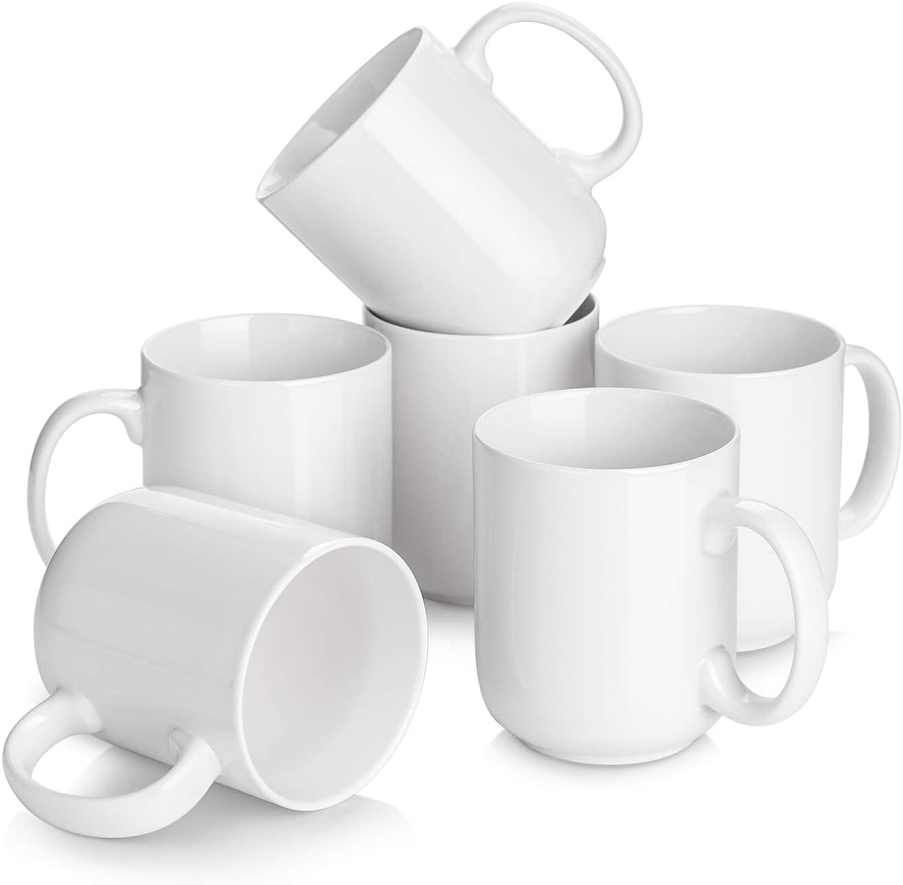 DOWAN 20 Oz Coffee Mugs with Large Handle, Ceramic Large White Mugs ...