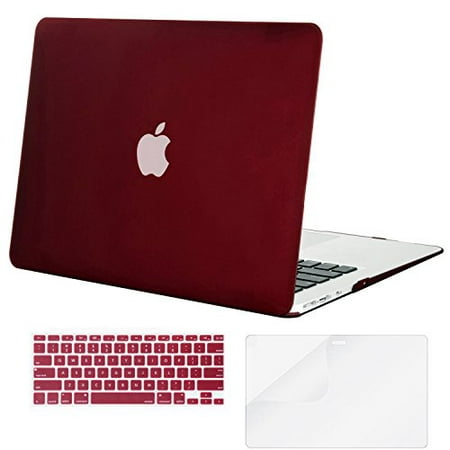 Mosiso Plastic Hard Case with Keyboard Cover with Screen Protector for MacBook Air 13 Inch (Models: A1369 and A1466),Marsala (Best Macbook Air Keyboard Cover)