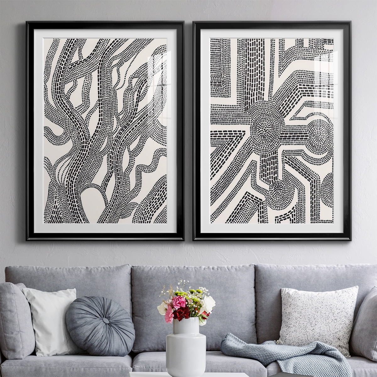 Wexford Home Dots and Dashes I Premium Framed Print, 18.5" x 24.5" - Ready to Hang, Black (Set of 2)