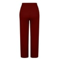thumbnail image 6 of Women's High Waisted Dress Pants Stretch Wide Leg Sweatpants for Casual, Work, Streetwear Elastic Waist Straight Trousers with Pockets Wine L, 6 of 6