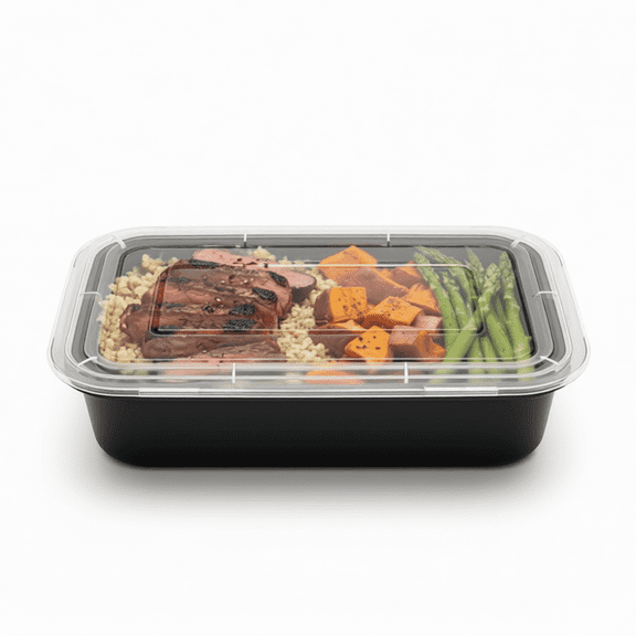 50 Pack 24oz Meal Prep Containers, Plastic Food Storage Bento Box, Microwave & Freezer Safe