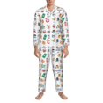 thumbnail image 3 of Naloa Hello Summer Cat Men’s Pajamas Set - Long Sleeve Button Down Sleep Shirt and Pajama Bottoms Sleepwear Set-XX-Large, 3 of 7