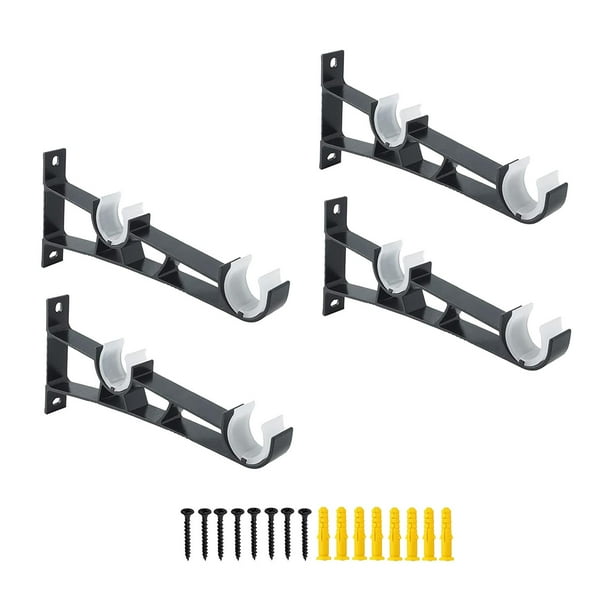 4 Piezas Soportes para Barra de Cortina Doble Soportes para Postes de Cortina Soportes para Colgar Ganchos para Barra de Cortina de Alta Resistencia