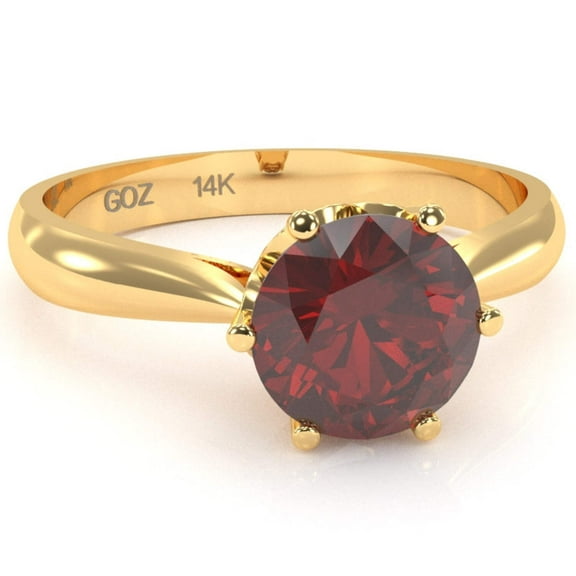 Crown Setting Lab-Created Ruby Engagement Ring In 14k Yellow Gold