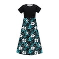 thumbnail image 3 of OGLCCG Girls Dress Short Sleeve Casual Holiday Modest Long Maxi Dress with Pockets Floral Printed Summer T-Shirt Dress for 4-14 Years, 3 of 6