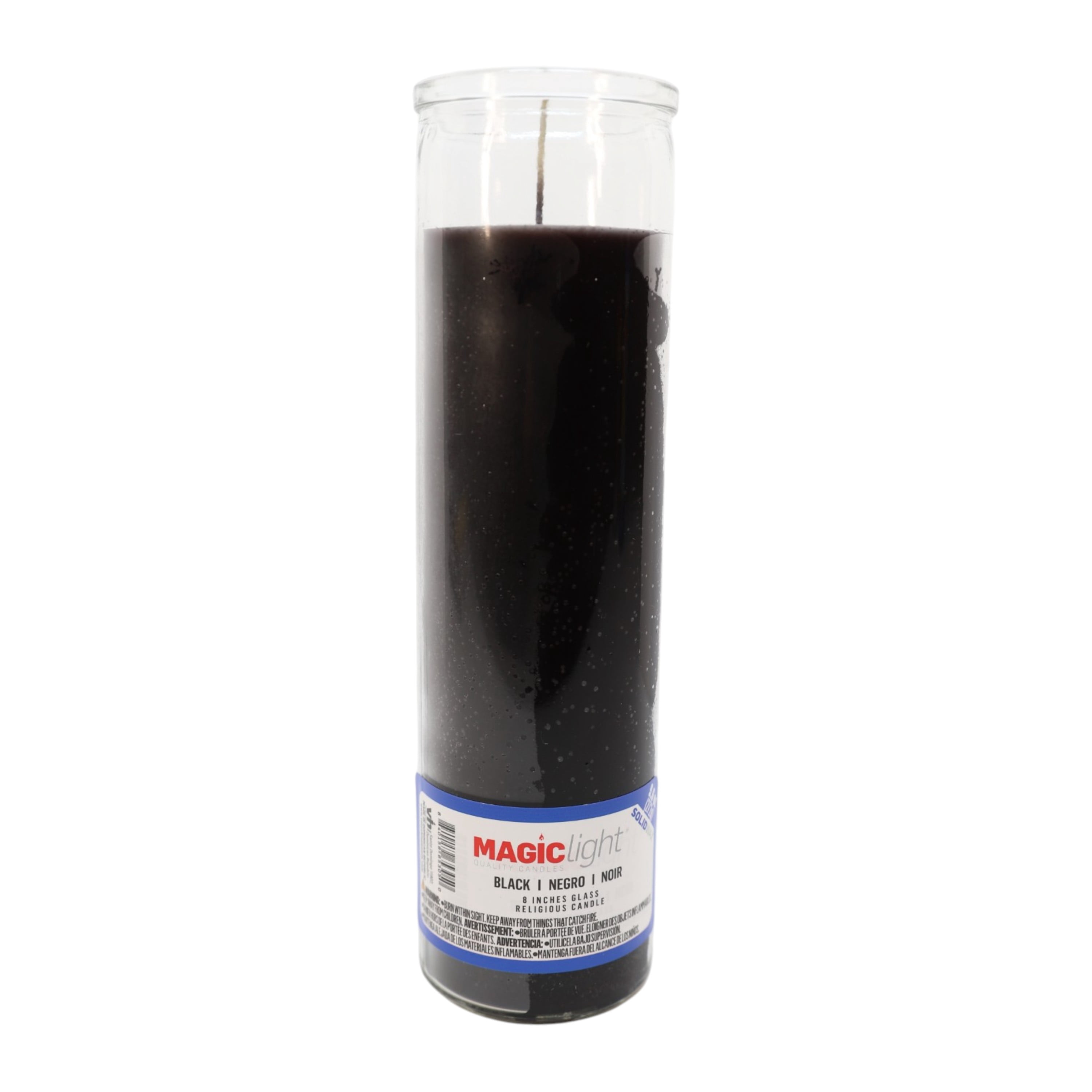 (4 pack) MagicLight Religious Candles 9.6 oz - Clear Glass Jar, Unscented Black Wax