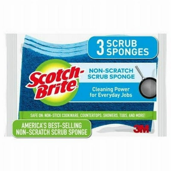 Scotch Brite Non-Scratch Scrub Sponge, Multi Purpose, 3-Pk. 1 Pack
