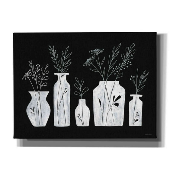 Epic Graffiti 'White Line Floral Vases' by Rachel Nieman, Canvas Wall Art, 54"x40"