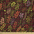 thumbnail image 2 of Ambesonne Orange Boho Fabric by the Yard Microfiber, Leaves Flowers Dots Art, 3 Yards, Scarlet Earth Yellow and Rust, 2 of 2