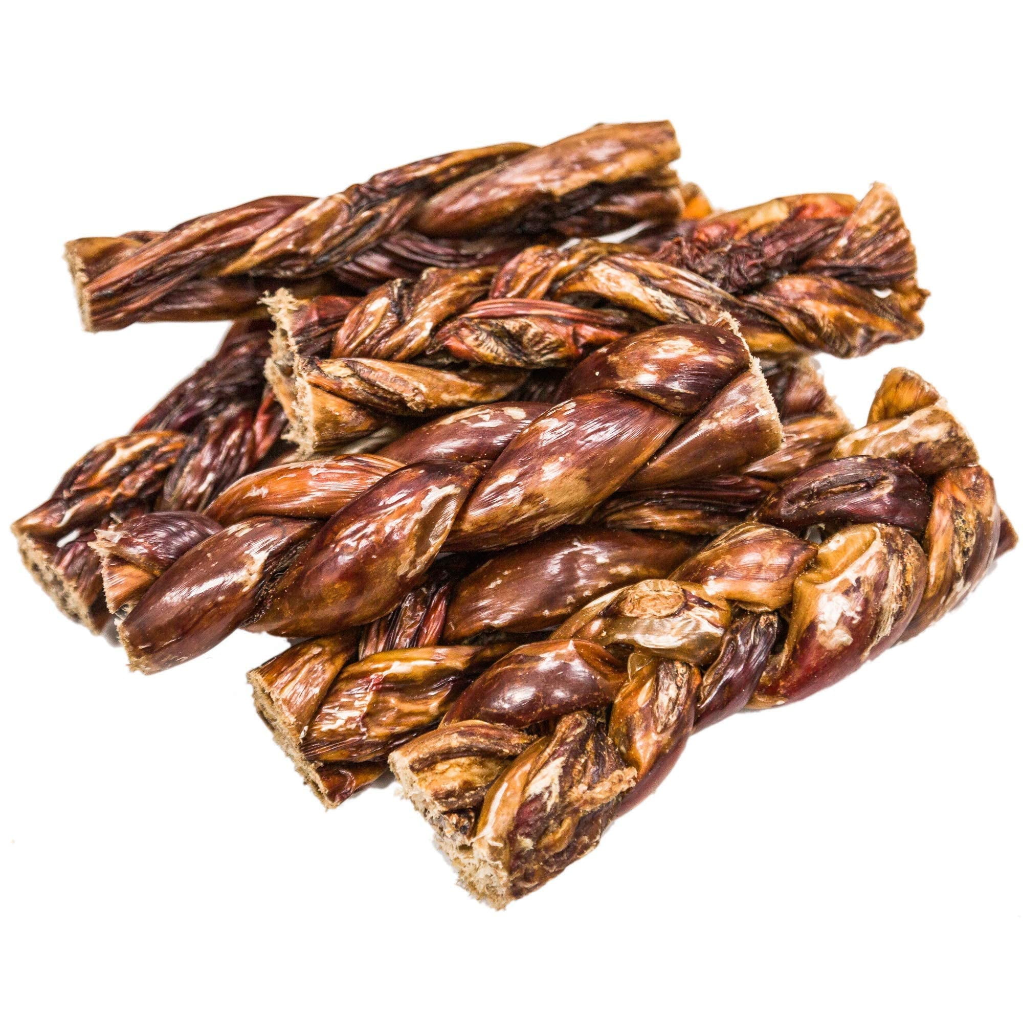Beef Jerky Dog Treats Thick Esophagus Braided Sticks Dog Chews (6 Inch - 12 Pack) - All Natural Bulk Beef Chews from Grass Fed Cattle - Rich in Glucosamine & Chondroitin - Great Rawhide Alternative