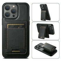 for iPhone 16 Pro Wallet Case, [Magnetic 2-in-1 Detachable Card Holder] Back Flip Kickstand Phone Case Compatible with Mag-Safe Charging PU Leather Shockproof Women Men Cover, Black